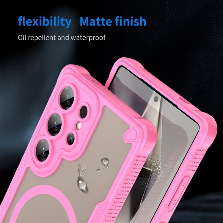 Per Samsung Galaxy S25 Ultra Custodia magnetica compatibile con MagSafe TPU + Custodia posteriore in PC - Rosa