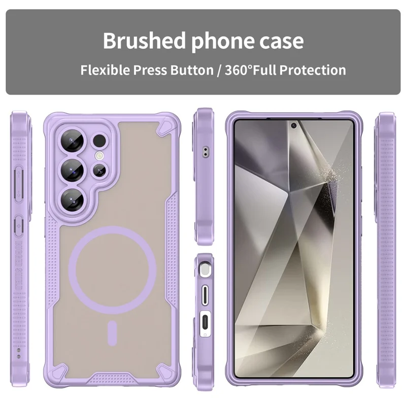 For Samsung Galaxy S25 Ultra Magnetic Case Compatible with MagSafe TPU + PC Phone Back Cover - Purple