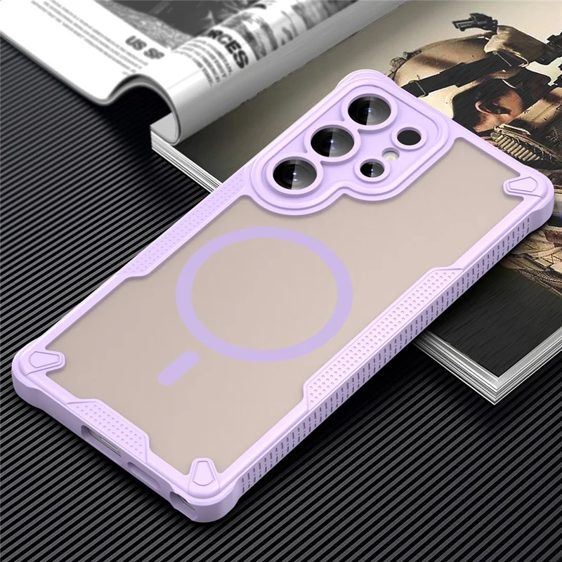 For Samsung Galaxy S25 Ultra Magnetic Case Compatible with MagSafe TPU + PC Phone Back Cover - Purple