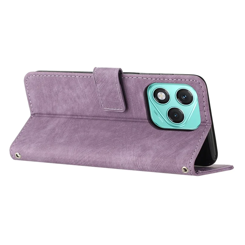 For Honor 400 Lite 5G Case Imprinted Lines Leather Phone Cover with Stand - Purple