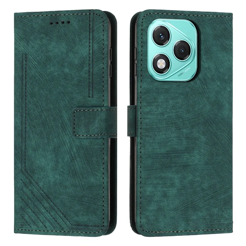 For Honor 400 Lite 5G Case Imprinted Lines Leather Phone Cover with Stand - Green