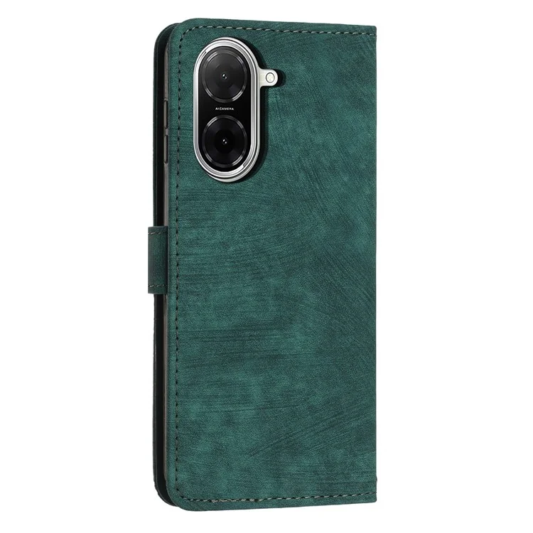 Étui Portefeuille pour Xiaomi Redmi A5 4G (171,7 mm) / Poco C71 4G Lignes Imprimées Housse de Téléphone en Cuir avec Support - Vert