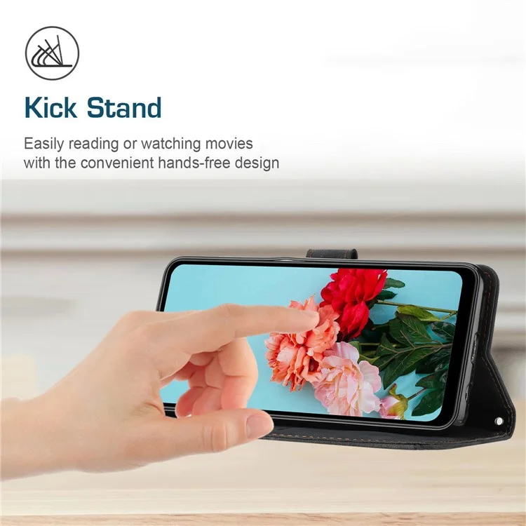 Capa de Couro com Linhas Impressas e Suporte para TECNO Spark 30C 5G / Pop 9 5G - Preto