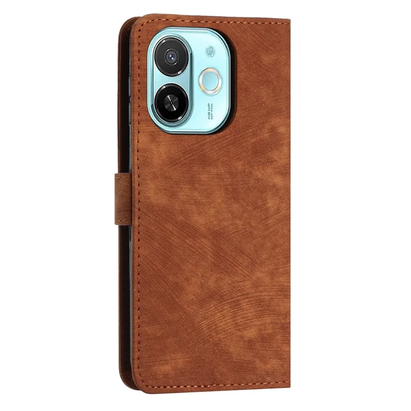 For TECNO Spark 30C 5G / Pop 9 5G Case Imprinted Lines Leather Phone Cover with Stand - Brown