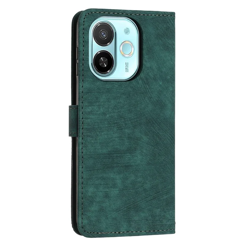 For TECNO Spark 30C 5G / Pop 9 5G Case Imprinted Lines Leather Phone Cover with Stand - Green