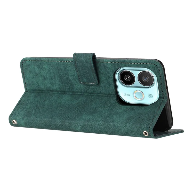 For TECNO Spark 30C 5G / Pop 9 5G Case Imprinted Lines Leather Phone Cover with Stand - Green