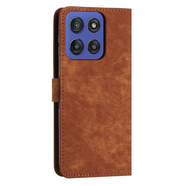 Wallet Case for Motorola Edge 60 5G / 60 Fusion 5G / Edge (2025) 5G Imprinted Lines Leather Phone Cover with Stand - Brown