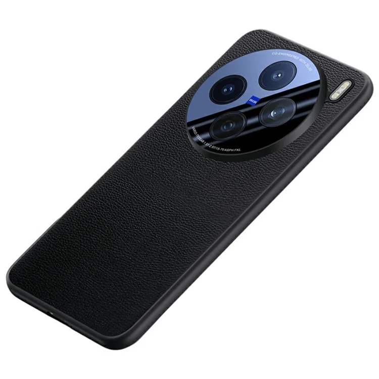 For vivo X200s 5G Case Leather + Silicone Airbag Phone Cover with Lens All-Inclusive Protection - Black