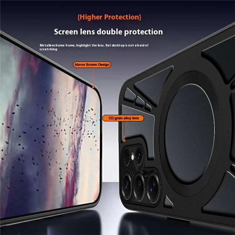 Funda Magnética con Soporte y Disipación de Calor para Samsung Galaxy S24 Ultra - Silicona + PC + Parachoques Metálico - Negro
