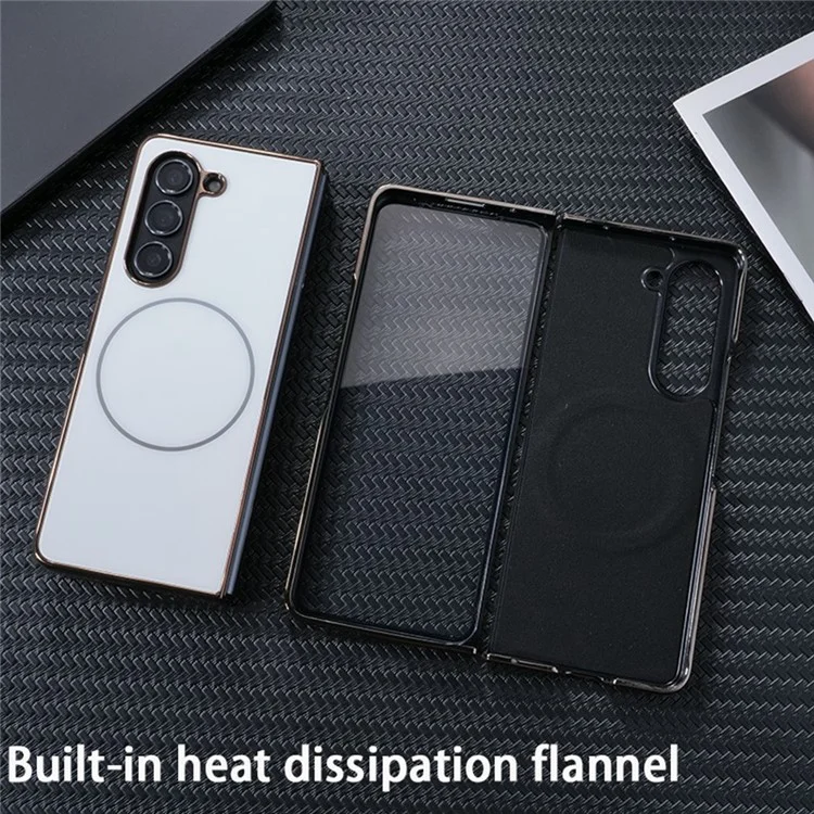 Capa magnética para Samsung Fold6 5G Capa de telefone PC esmaltada mate com película de tela HD - Branco