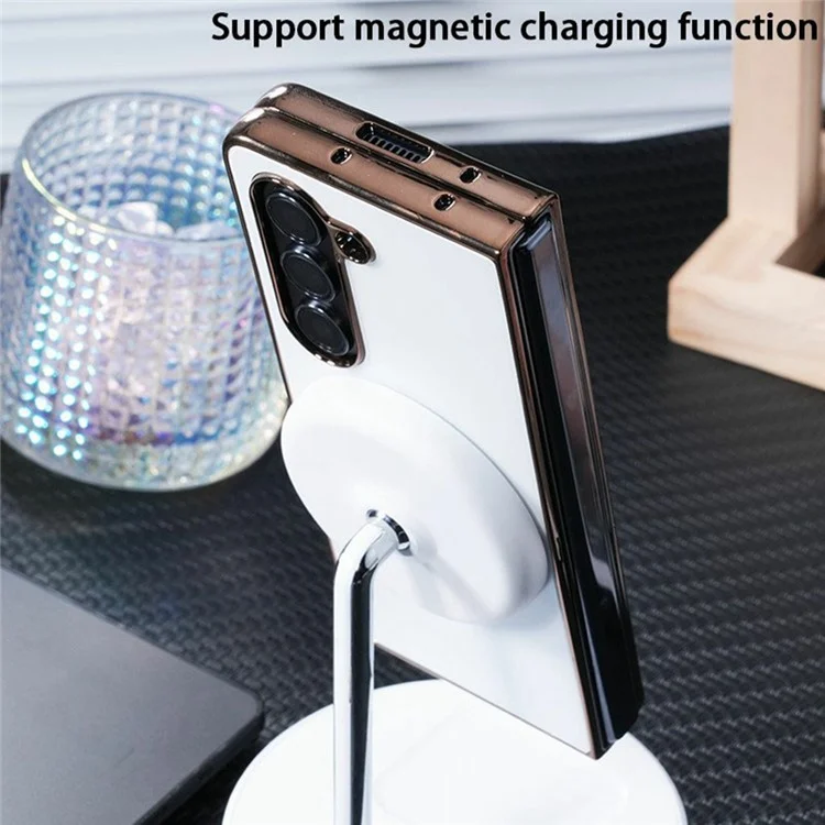 Étui magnétique pour Samsung Fold5 5G, coque de téléphone en PC électrolytique mat avec film de protection d'écran HD - Blanc