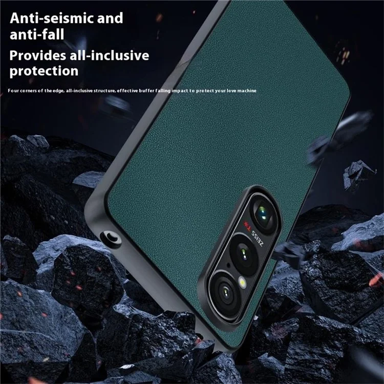 For Sony Xperia 1 VII Case PU Leather Coated PC + TPU Anti-Drop Phone Cover - Orange