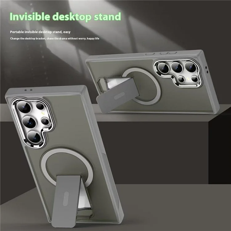 For Samsung Galaxy S25 Ultra Case Compatible with MagSafe PC + TPU Phone Cover with Kickstand - Dark Blue