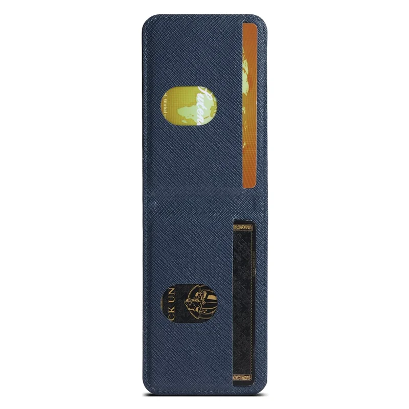 SUTENI H17 For iPhone 15 Pro Max Magnetic Case Cross Texture Leather Phone Back Cover with Detachable Card Bag - Blue