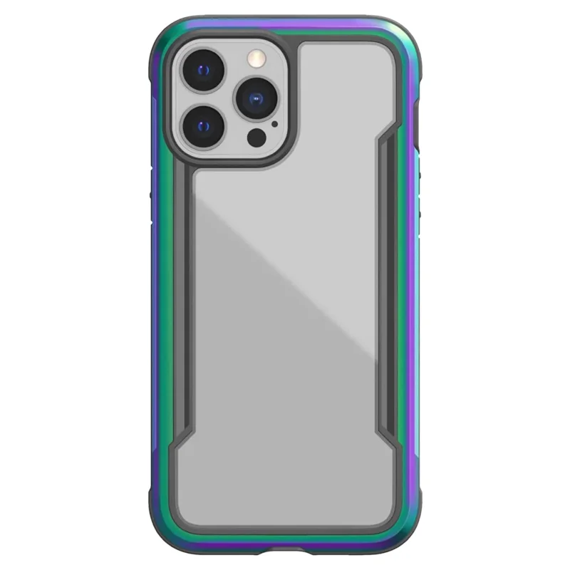 DEFENSE For iPhone 13 Pro 6.1 inch Drop-proof Phone Cover Anti-bacteria PC+TPU+Aluminum Alloy Clear Protective Case - Pink