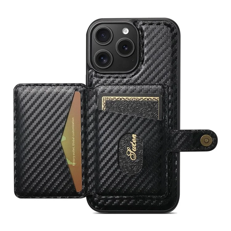 SUTENI H20 para iPhone 13 Pro Capa Magnética com Textura de Fibra de Carbono, Suporte de Cartão Removível
