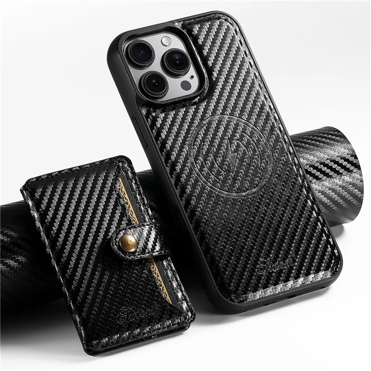 SUTENI H20 para iPhone 13 Pro Capa Magnética com Textura de Fibra de Carbono, Suporte de Cartão Removível