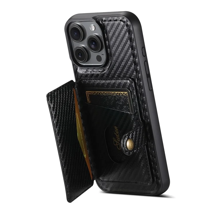 SUTENI H20 para iPhone 13 Pro Capa Magnética com Textura de Fibra de Carbono, Suporte de Cartão Removível