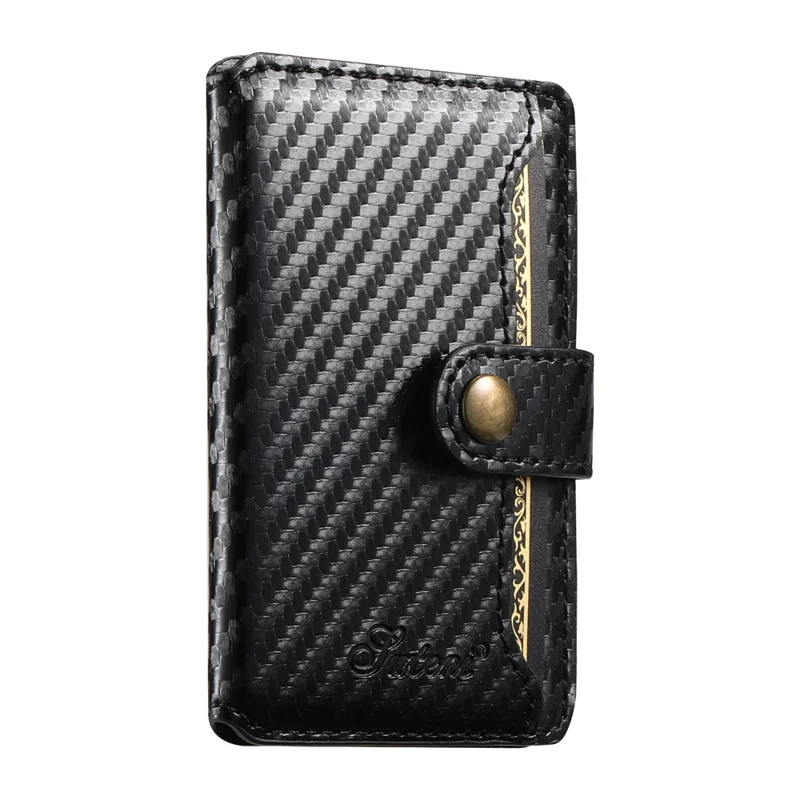 SUTENI H20 For iPhone 15 Pro Max Magnetic Case Carbon Fiber Texture Phone Back Cover with Detachable Card Holder