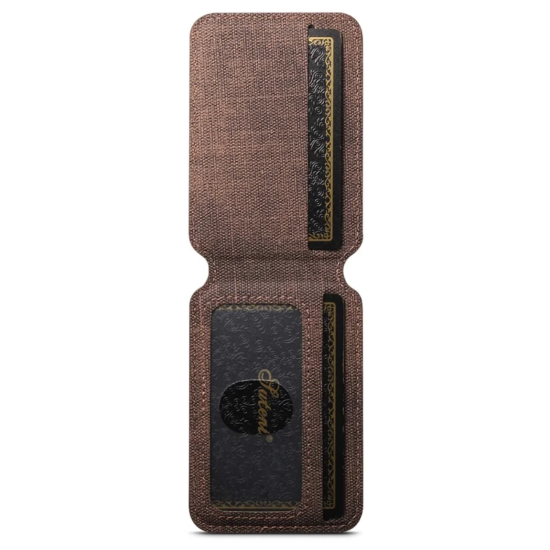 SUTENI H18 For iPhone 13 Pro Max Magnetic Case Jeans Cloth Texture Leather Back Cover with Card Bag - Brown