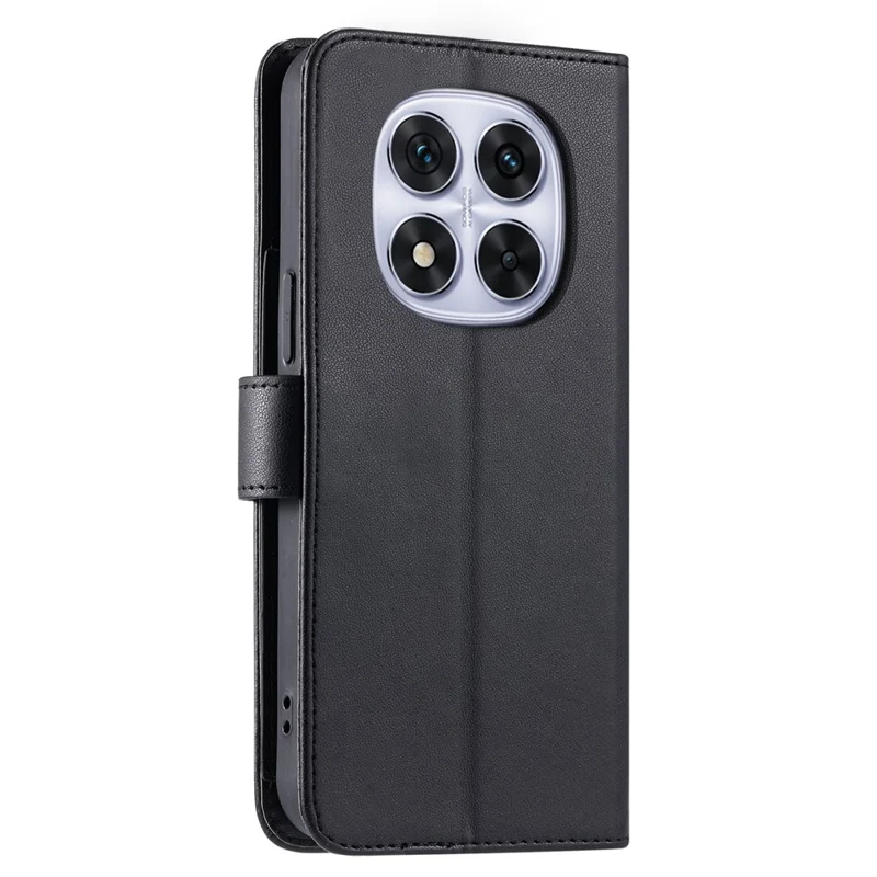 For Xiaomi Redmi Note 14 Pro 4G Case Ring Buckle Wallet Stand Rhombus Crossbody Leather Mobile Cover - Black