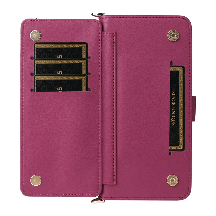 For Motorola Edge 60 Stylus 5G / Moto G Stylus 5G (2025) Case with Shoulder / Wrist Strap Leather Phone Cover Stand Wallet  - Rose