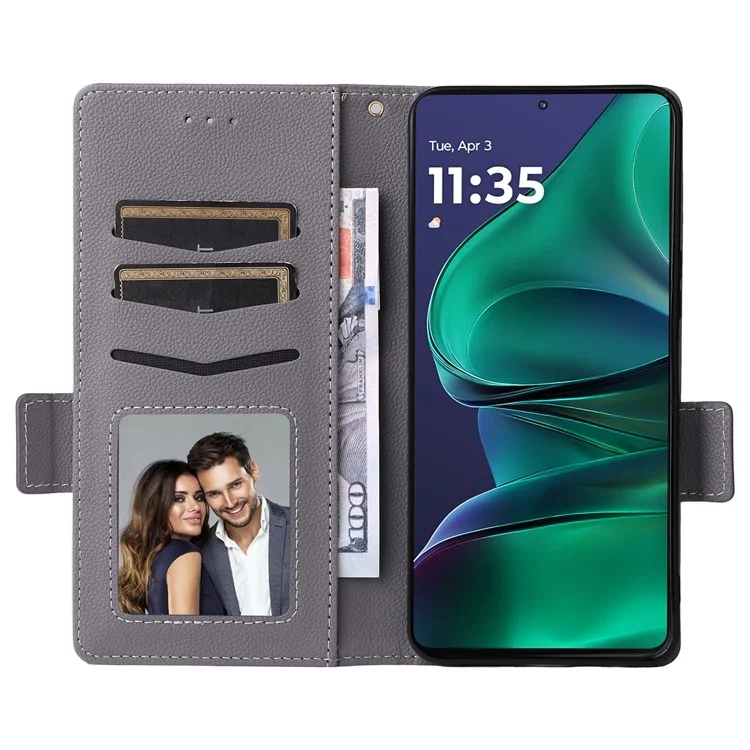For Motorola Edge 60 Stylus 5G / Moto G Stylus 5G (2025) Case with Wrist Strap Litchi Texture PU Leather Wallet Phone Cover - Grey