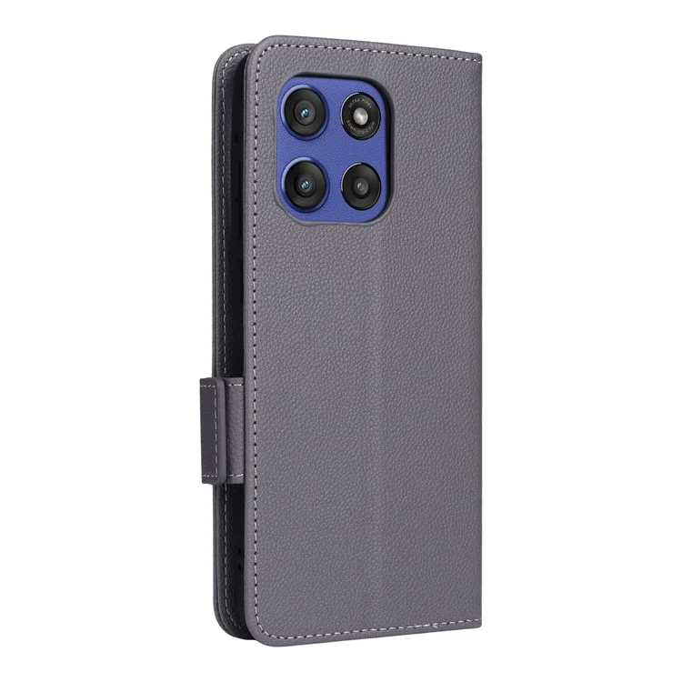 For Motorola Edge 60 Stylus 5G / Moto G Stylus 5G (2025) Case with Wrist Strap Litchi Texture PU Leather Wallet Phone Cover - Grey