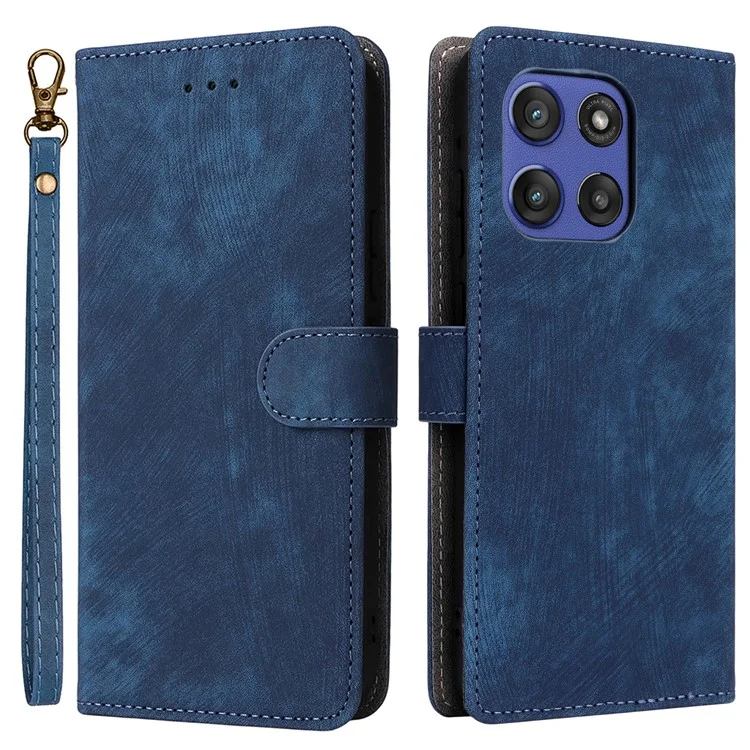 Cover a portafoglio per Motorola Edge 60 Stylus 5G / Moto G Stylus 5G (2025) con blocco RFID in pelle PU con supporto e cinturino - Blu
