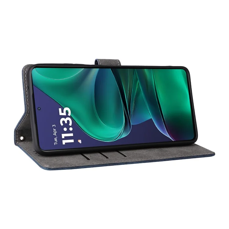 Cover a portafoglio per Motorola Edge 60 Stylus 5G / Moto G Stylus 5G (2025) con blocco RFID in pelle PU con supporto e cinturino - Blu