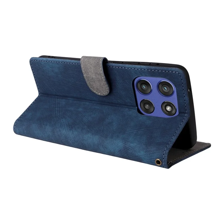 Cover a portafoglio per Motorola Edge 60 Stylus 5G / Moto G Stylus 5G (2025) con blocco RFID in pelle PU con supporto e cinturino - Blu