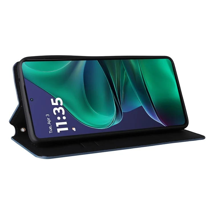 Per Motorola Edge 60 Stylus 5G / Moto G Stylus 5G (2025) Cover Portafoglio Rombo Stampato in Pelle - Blu