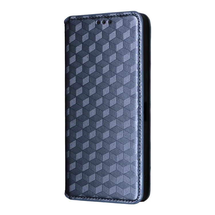 Per Motorola Edge 60 Stylus 5G / Moto G Stylus 5G (2025) Cover Portafoglio Rombo Stampato in Pelle - Blu