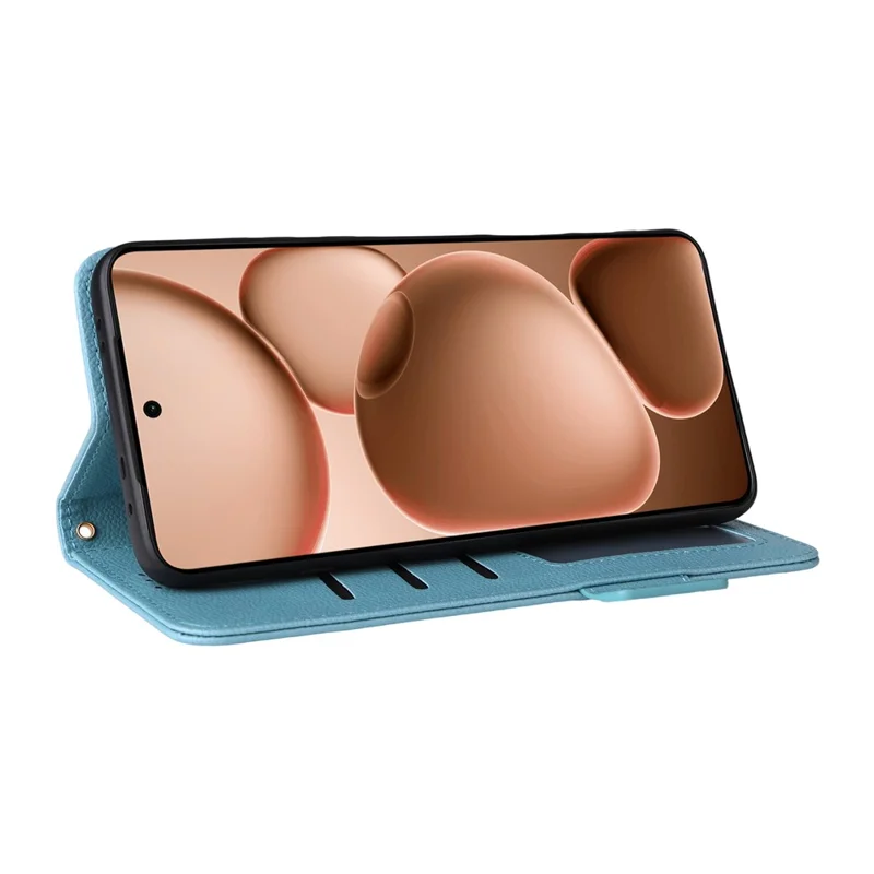 Capa para Oppo Find X8 Ultra 5G com alça de pulso, textura de lichia, capa de carteira de couro PU - Azul bebê