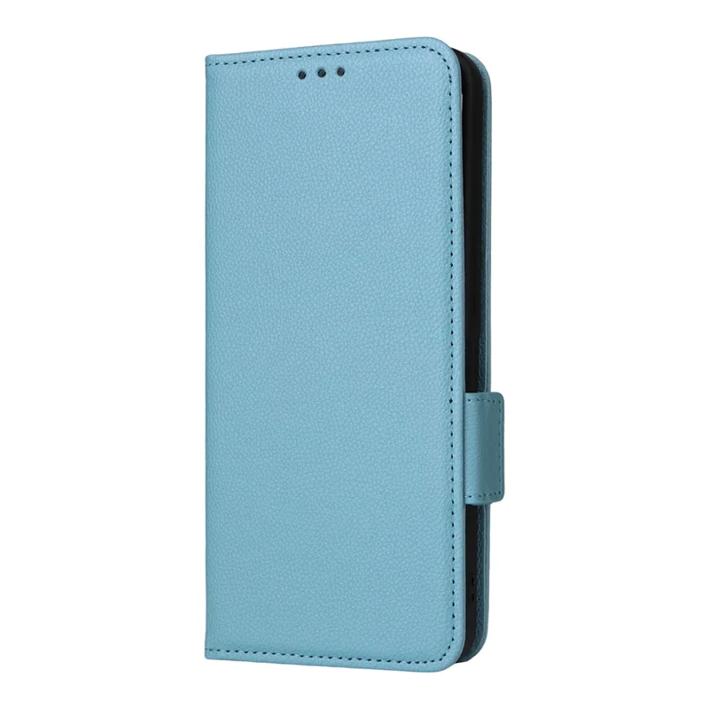 Capa para Oppo Find X8 Ultra 5G com alça de pulso, textura de lichia, capa de carteira de couro PU - Azul bebê