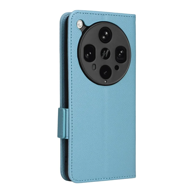 Capa para Oppo Find X8 Ultra 5G com alça de pulso, textura de lichia, capa de carteira de couro PU - Azul bebê