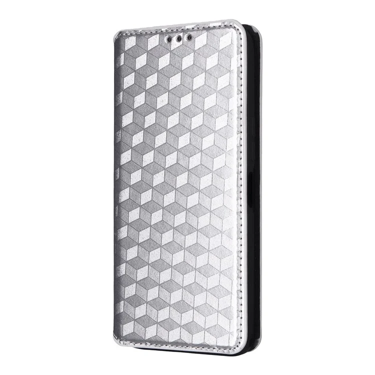 Чехол-кошелек для Oppo Find X8 Ultra 5G с ромбовидным тиснением из кожи - Серебристый