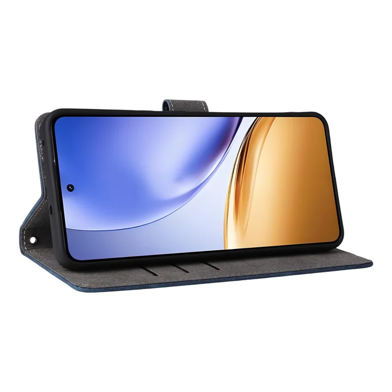 For Realme 14T 5G / 14 5G Case Wallet RFID Blocking PU Leather Cover Stand with Strap - Blue
