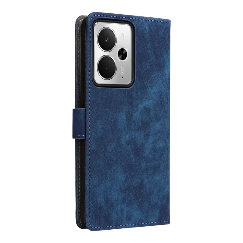 For Realme 14T 5G / 14 5G Case Wallet RFID Blocking PU Leather Cover Stand with Strap - Blue