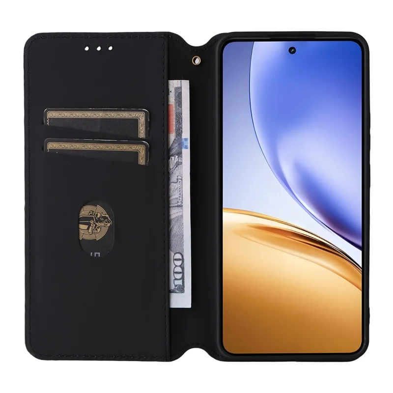 For Realme 14T 5G / 14 5G Case Wallet Rhombus Imprinted Leather Phone Cover - Silver