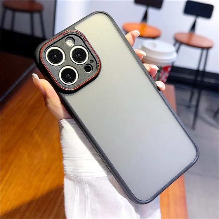 Чехол для iPhone 15 Pro Max с красным кольцом объектива, противоударный TPU + PC прозрачный чехол для телефона