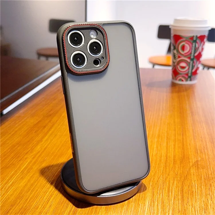 Чехол для iPhone 15 Pro Max с красным кольцом объектива, противоударный TPU + PC прозрачный чехол для телефона
