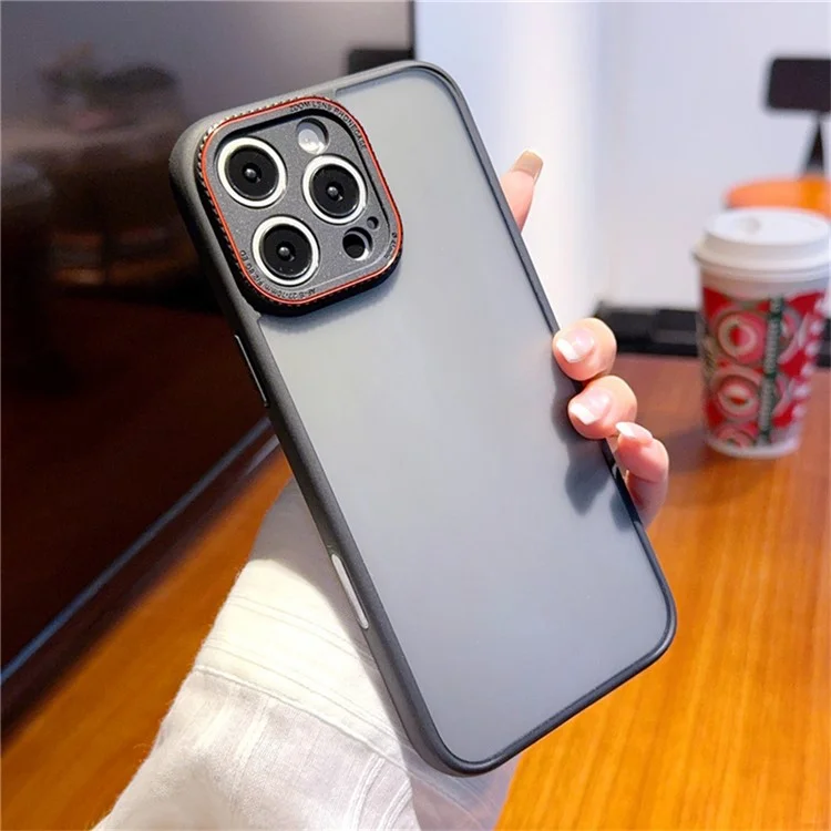 Чехол для iPhone 15 Pro Max с красным кольцом объектива, противоударный TPU + PC прозрачный чехол для телефона