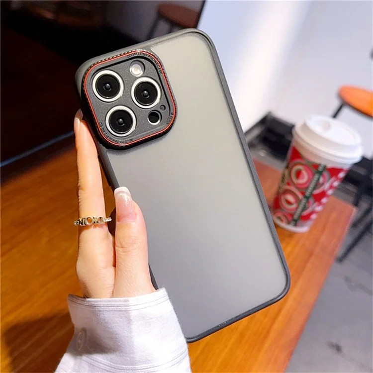 Чехол для iPhone 15 Pro Max с красным кольцом объектива, противоударный TPU + PC прозрачный чехол для телефона