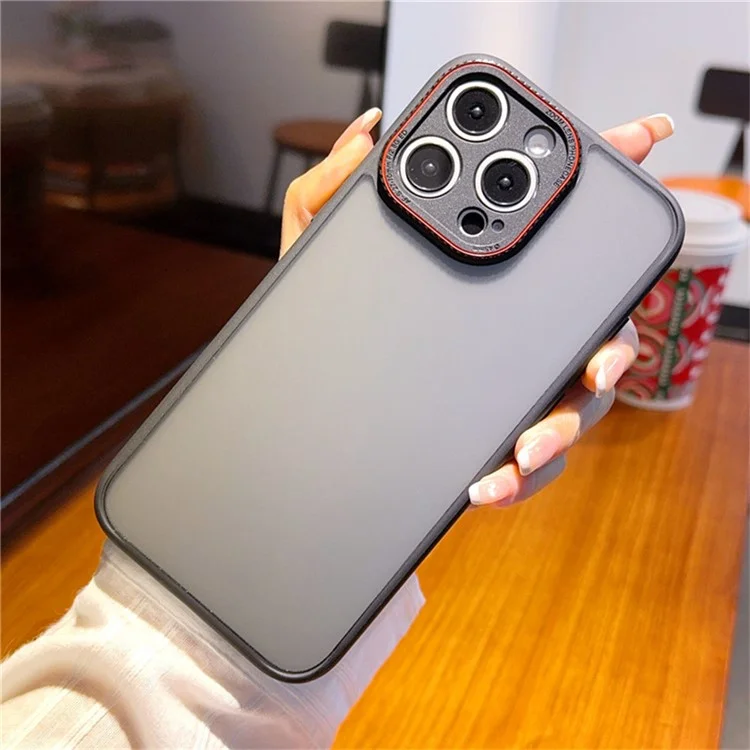 Чехол для iPhone 15 Pro Max с красным кольцом объектива, противоударный TPU + PC прозрачный чехол для телефона