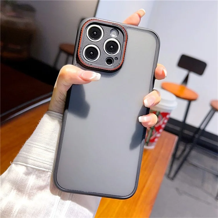 Funda para iPhone 16 Pro Max con Anillo de Lente Rojo, Antigolpes de TPU + PC, Carcasa de Teléfono Translúcida