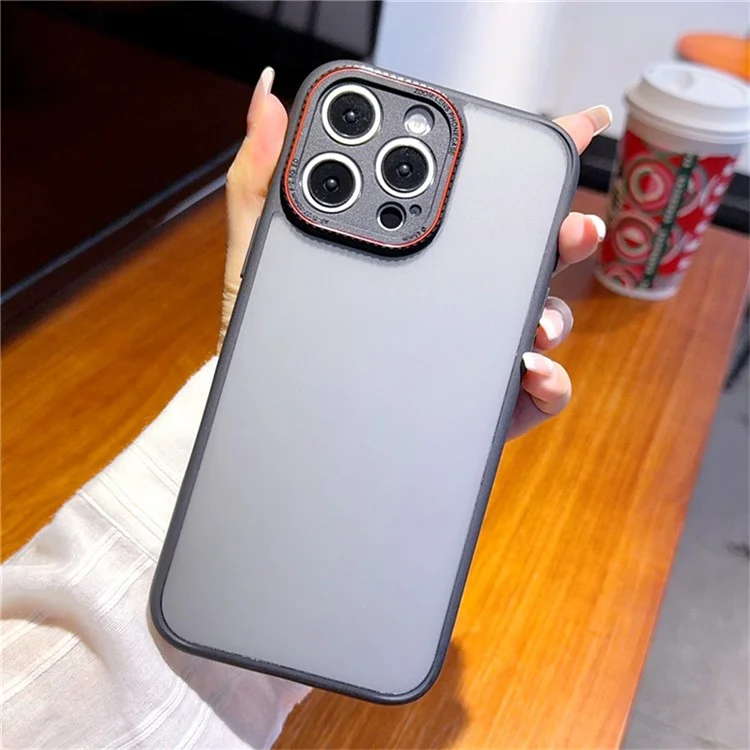 Funda para iPhone 16 Pro Max con Anillo de Lente Rojo, Antigolpes de TPU + PC, Carcasa de Teléfono Translúcida