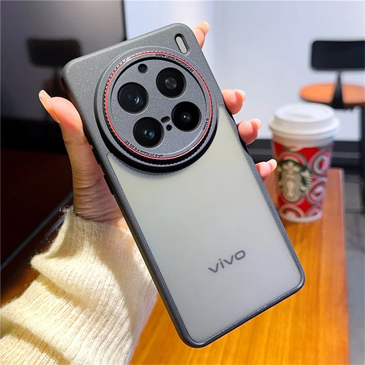 Funda para vivo X200 Pro 5G con Anillo de Lente Rojo Antichoque TPU + PC Transparente para Teléfono