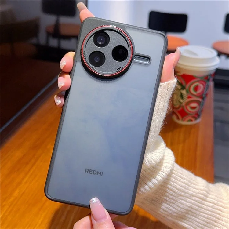 Funda para Xiaomi Redmi K80 5G / Poco F7 Pro 5G con Anillo de Lente Rojo Antigolpes TPU + PC Transparente