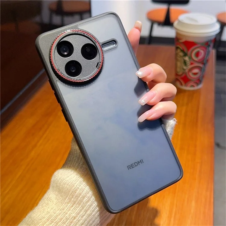 Funda para Xiaomi Redmi K80 5G / Poco F7 Pro 5G con Anillo de Lente Rojo Antigolpes TPU + PC Transparente